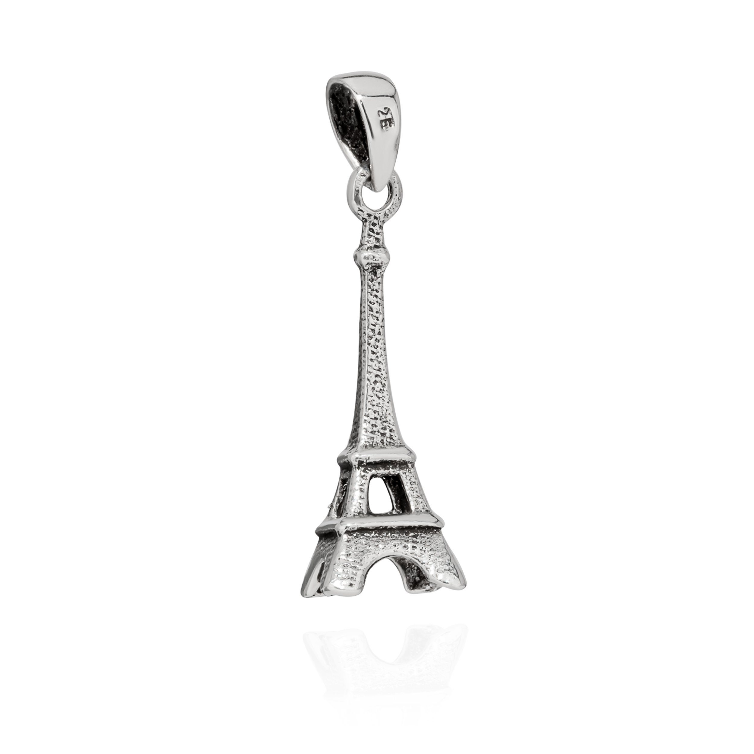 Silber 23x8mm Eiffelturm 925 Kettenanhänger rhodiniert Kettenanhänger 925 Paris, NKlaus Silber