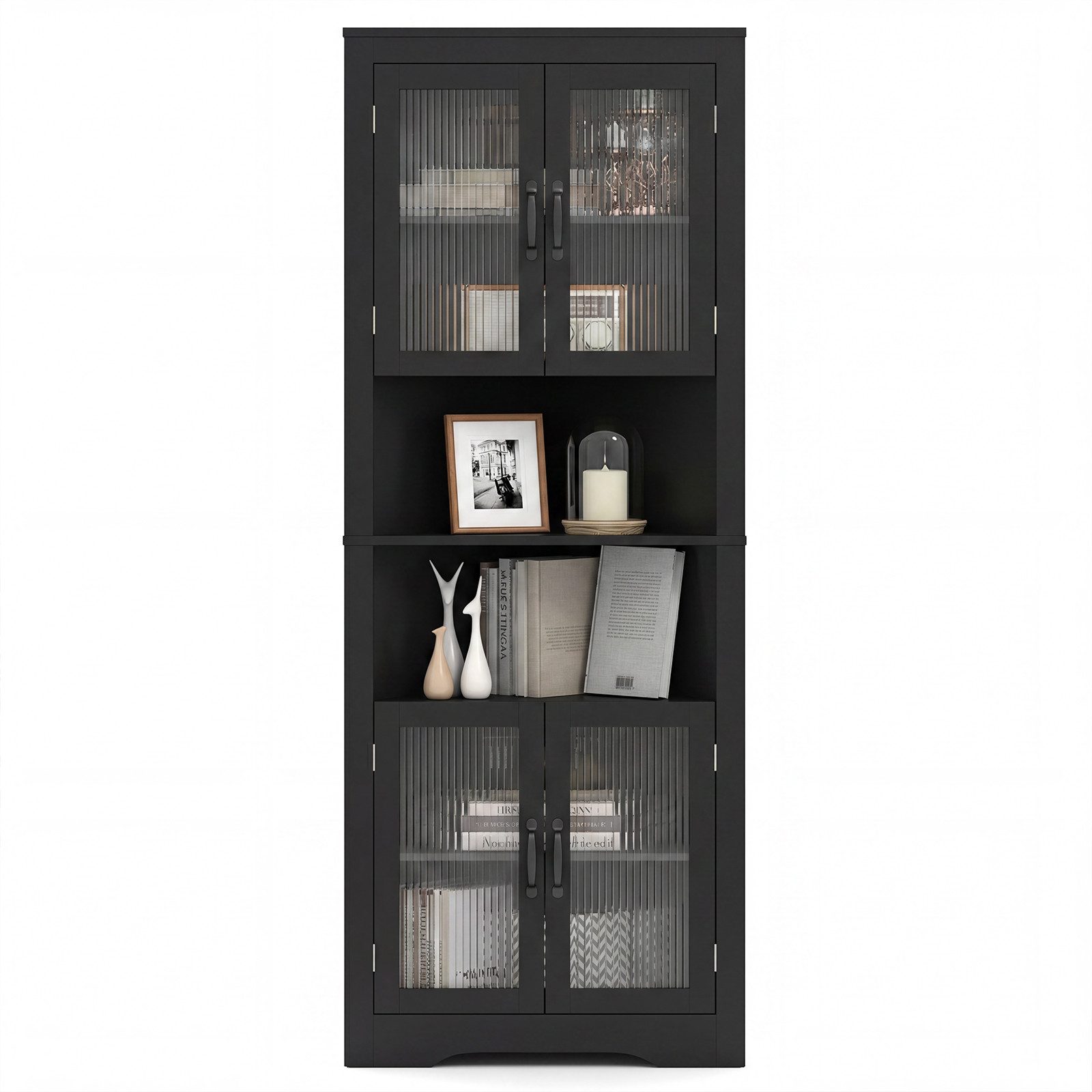 COSTWAY Vorratsschrank Hochschrank Eckschrnk mit Stauraum, weiß