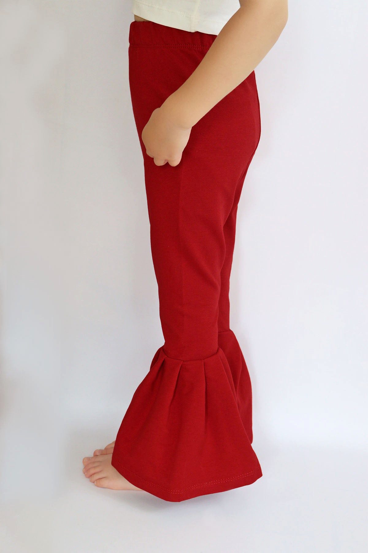 Parla Kids Stretch-Hose Stilvolle rote Schlaghose für Mädchen mit hohem Bund