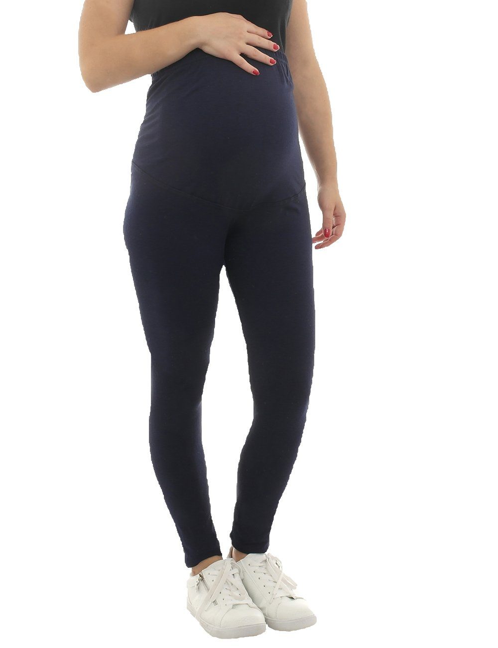 F&K-Mode Umstandsleggings Umstand Hose Leggings lang Baumwolle dunkelblau