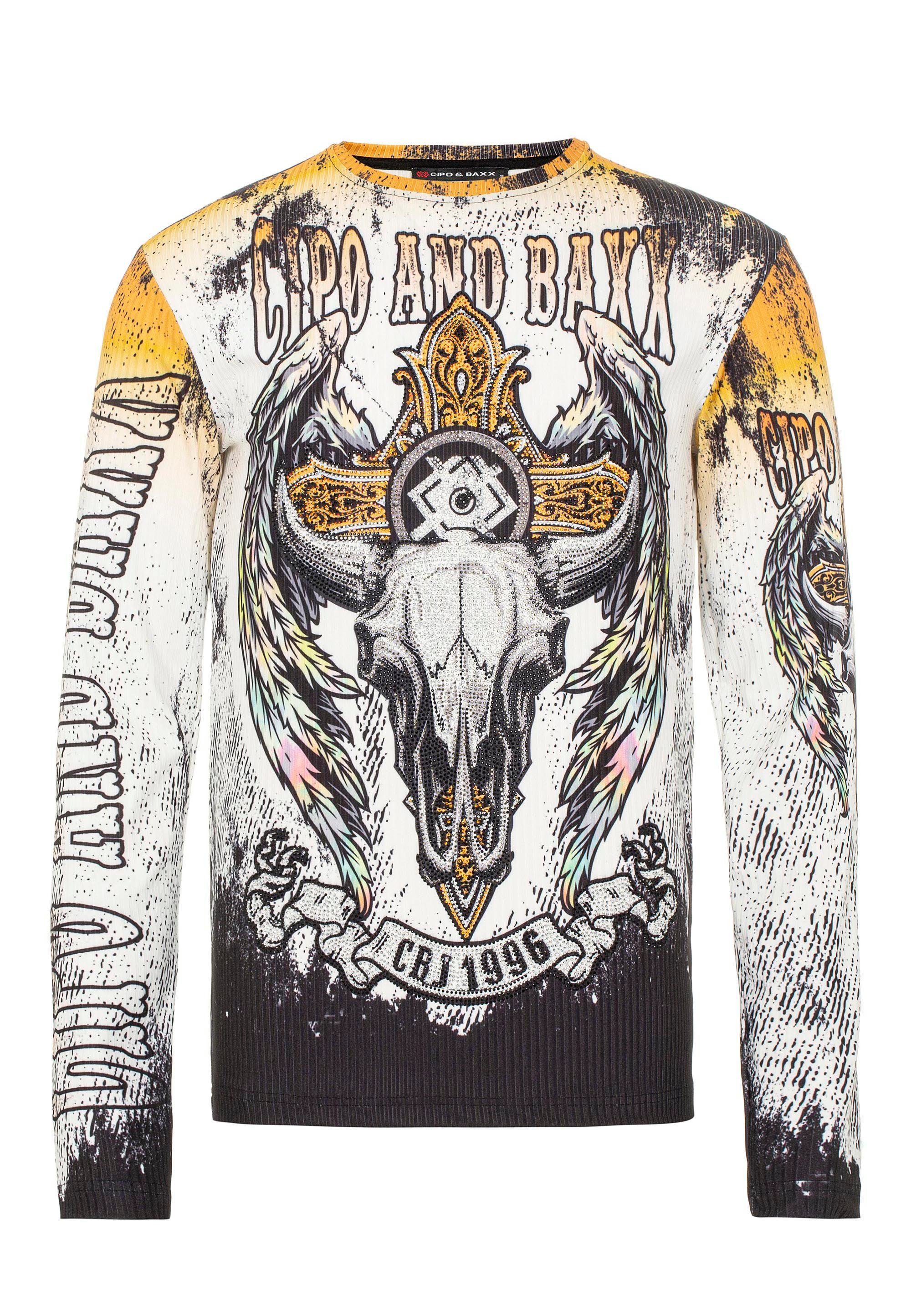 Cipo & Baxx Langarmshirt mit Print extravagantem
