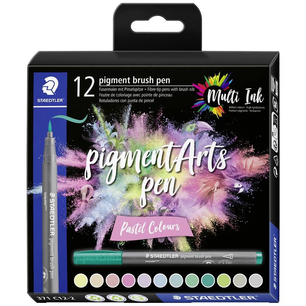 STAEDTLER Ручки pigment brush 371 Fasermaler mit Pinselspitze, 12