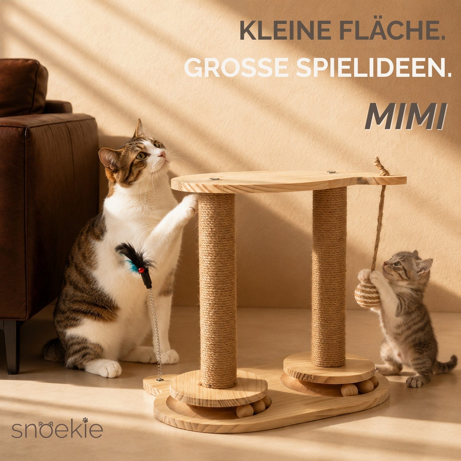 SNOEKIE Kratzbaum Snoekie Kleiner Kratzständer im verspielten Fisch- & Katzen-Design