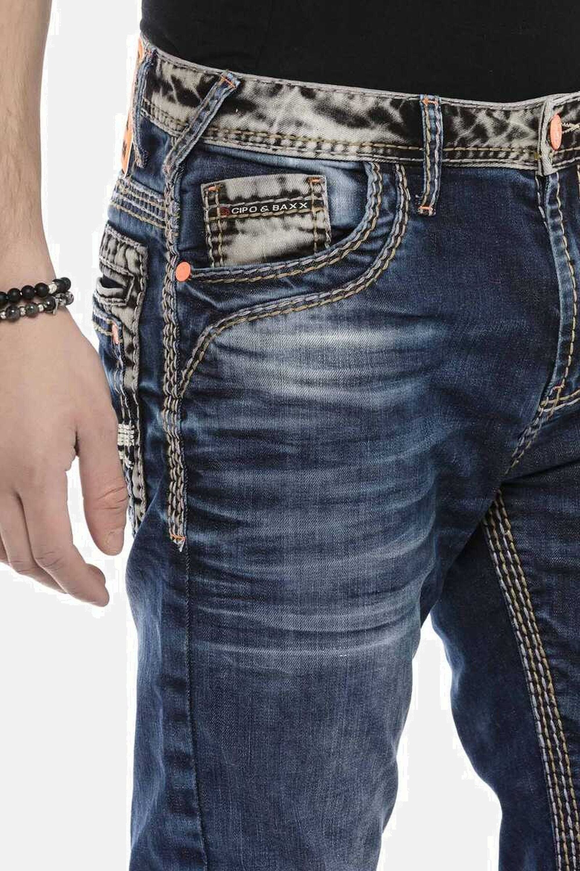 Cipo & Baxx Regular-fit-Jeans DENIM bequeme Jeans mit breiten Ziernähten, CD593