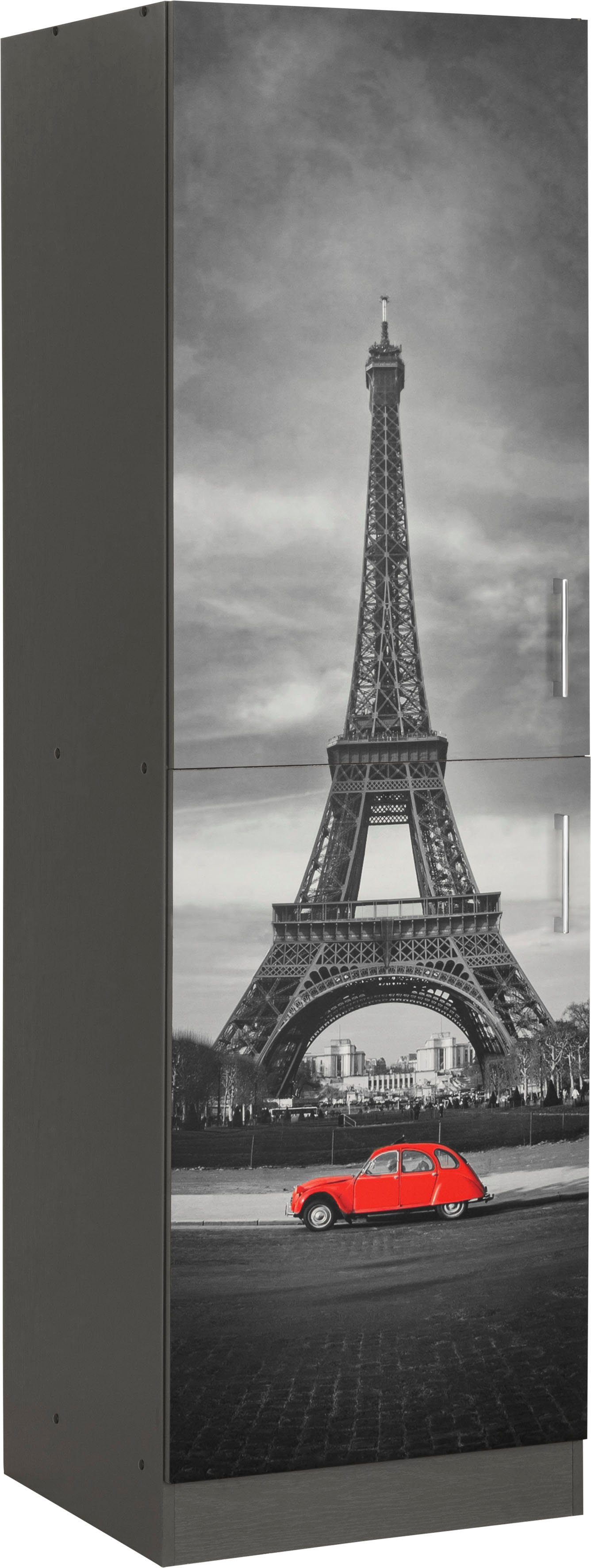 200 MÖBEL Digitaldruck viel HELD hochwertigem Stauraum, graphit cm Vorratsschrank cm breit, hoch, | 60 mit graphit Paris