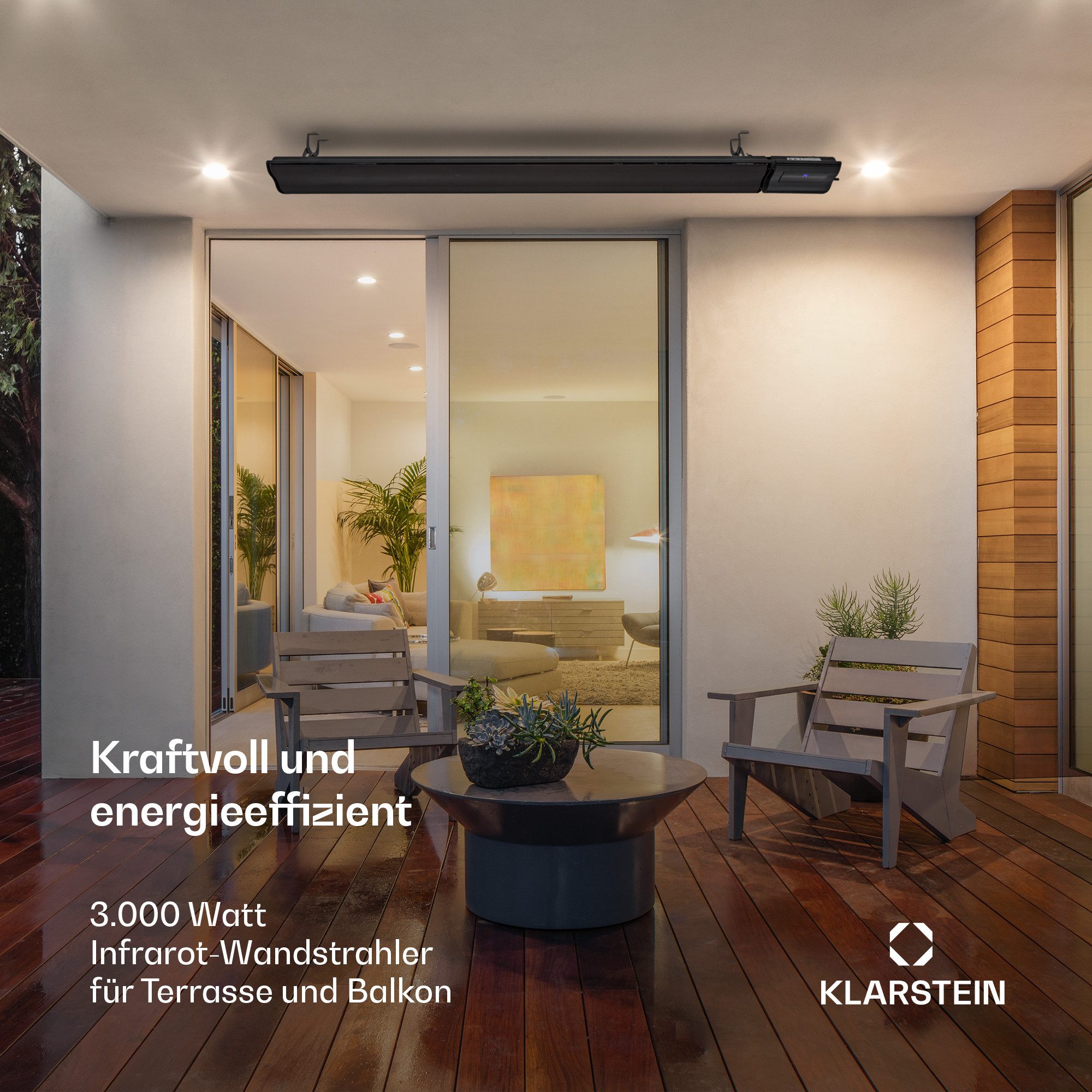 blumfeldt Heizstrahler CosmicBeam Plus XXL Infrarot-Heizstrahler 3000 W IP44 Fernbedienung, Infrarot Heizstrahler Terrasse Wand Terrassenheizstrahler IR Strahler