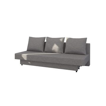 Home Collective Sofa 3-Sitzer Dreisitzer Schlafsofa, mit 3 Dekokissen und Stauraum, Grau Hellgrau umbaubar zum Bett Doppelbett