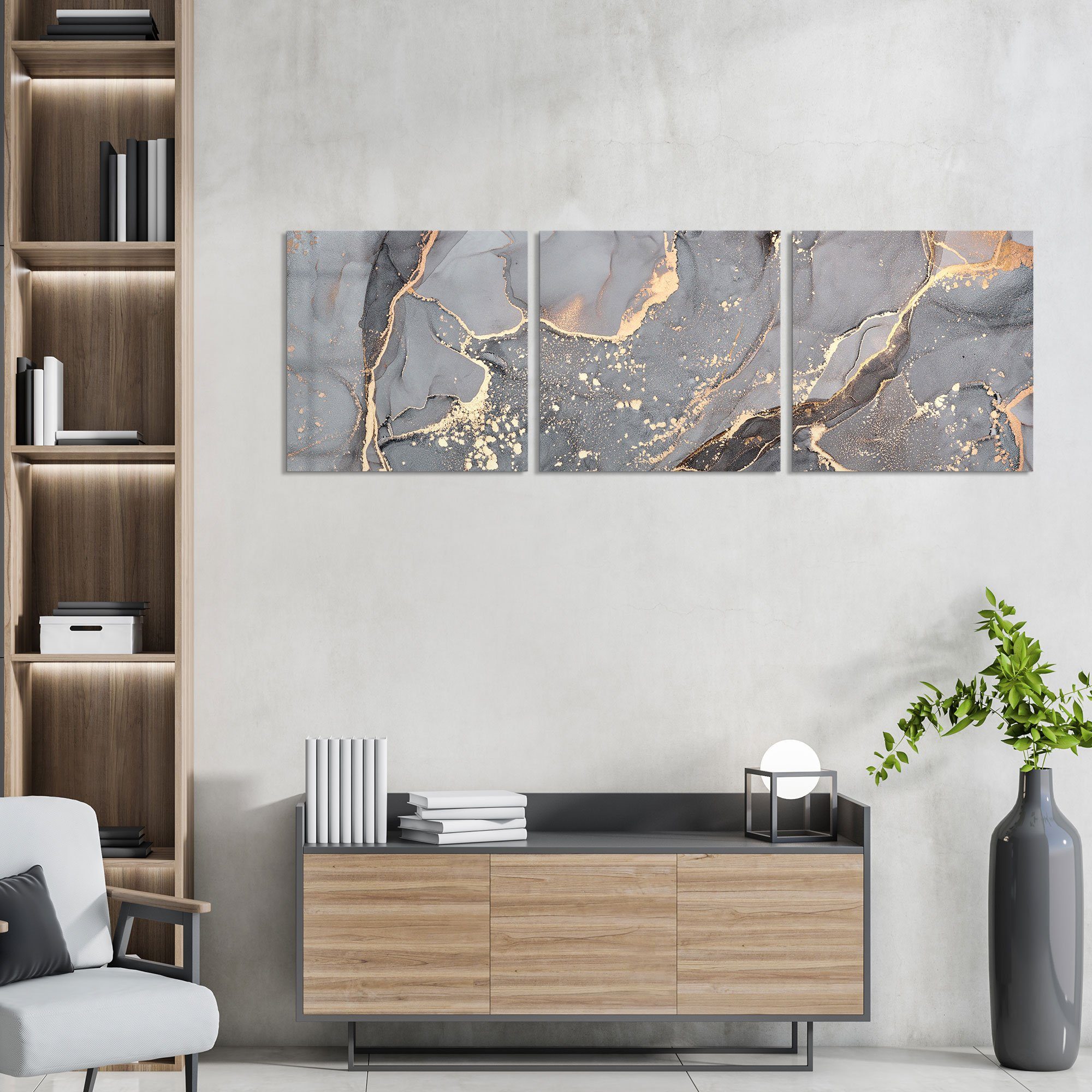 DEQORI Glasbild 'Elegantes Marmormuster', 'Elegantes Marmormuster', Glas Wandbild Bild schwebend modern