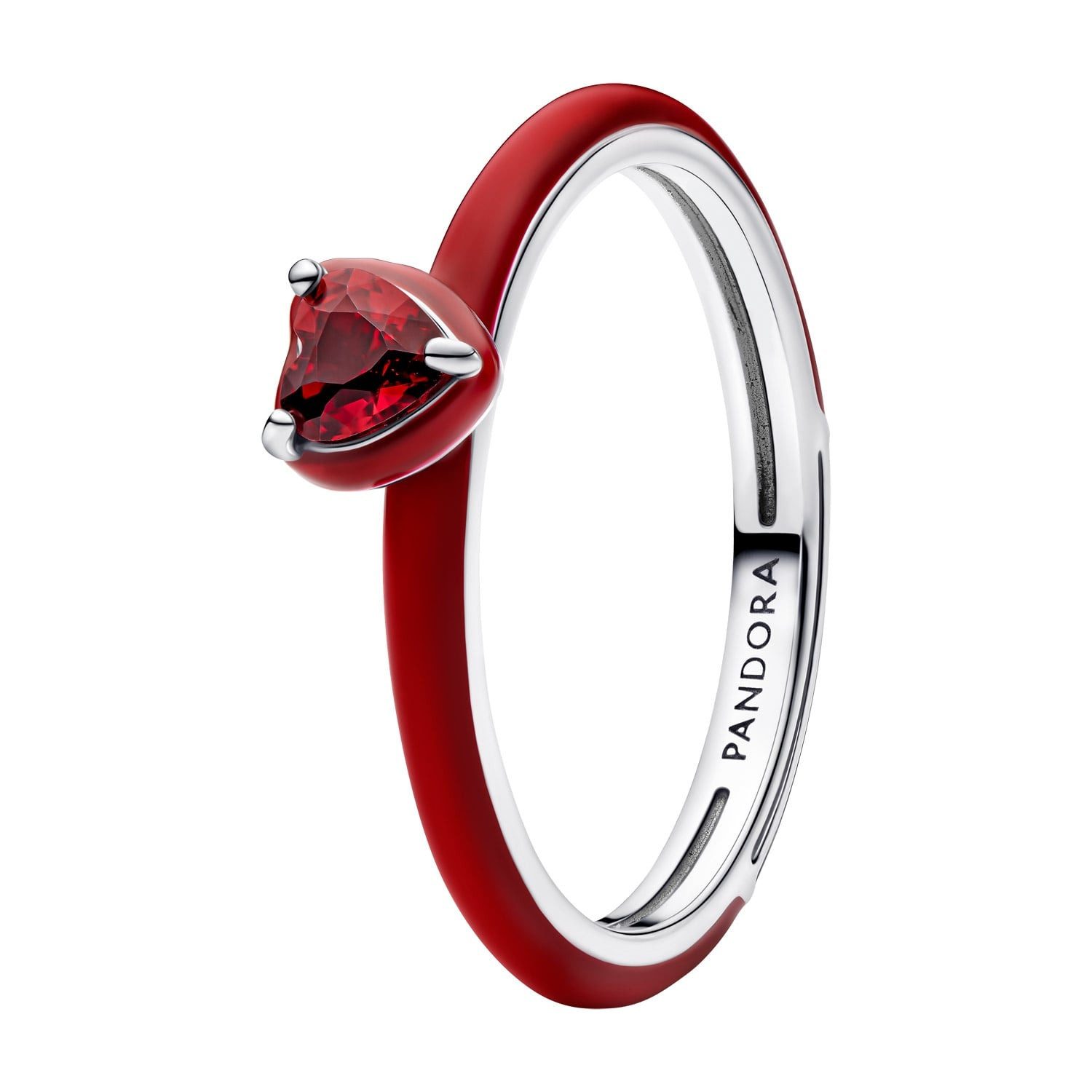 Pandora Solitärring Damen SilberRotes Chakra Herz