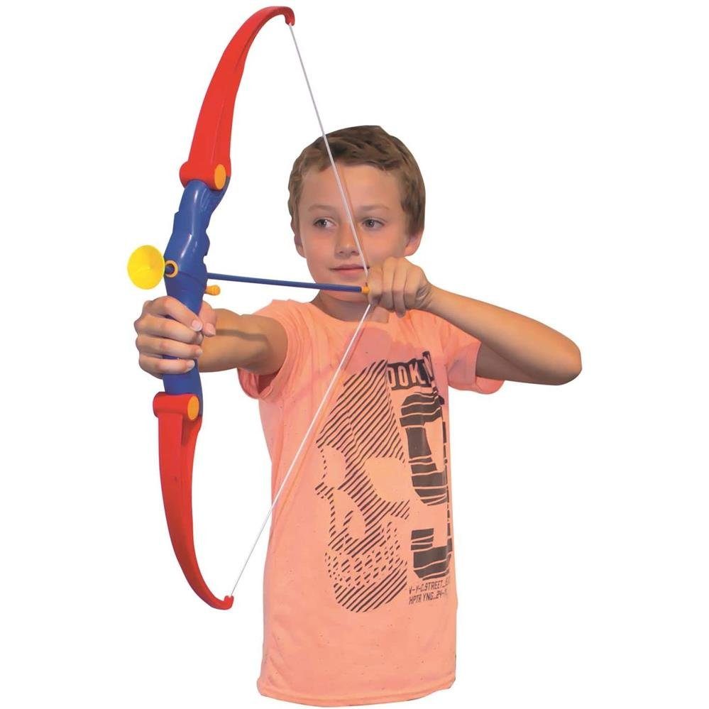 Günther Spielbogen 1550, Pfeil und Bogen Set für Kinder ab 6 Jahren, mit 3 Pfeilen und Zielscheibe, 64,5 cm groß, Bogenschießen, blau/rot