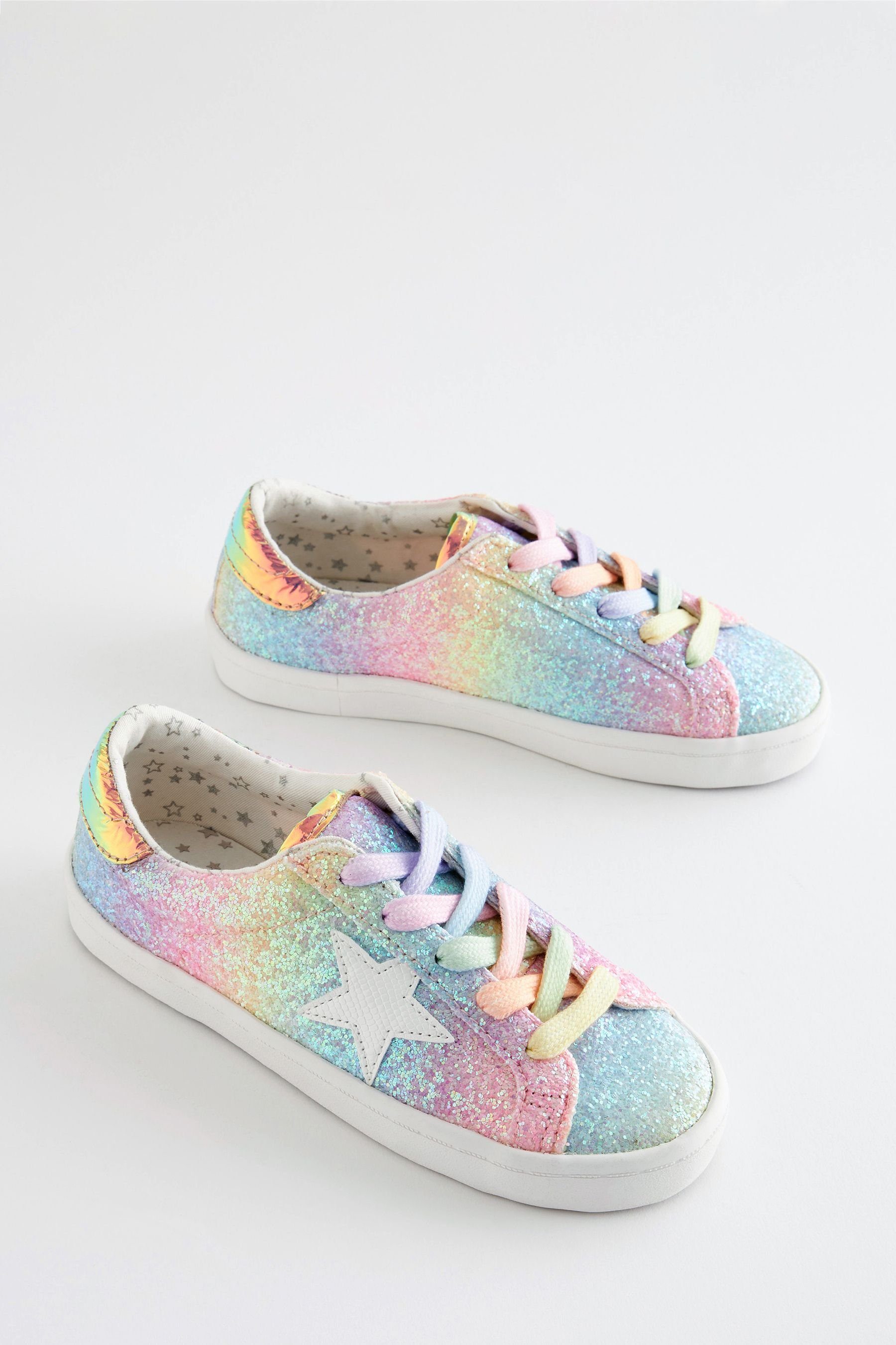 Next Star Glitter zum (1-tlg) Rainbow Sneaker Schnüren Pastel Sneaker