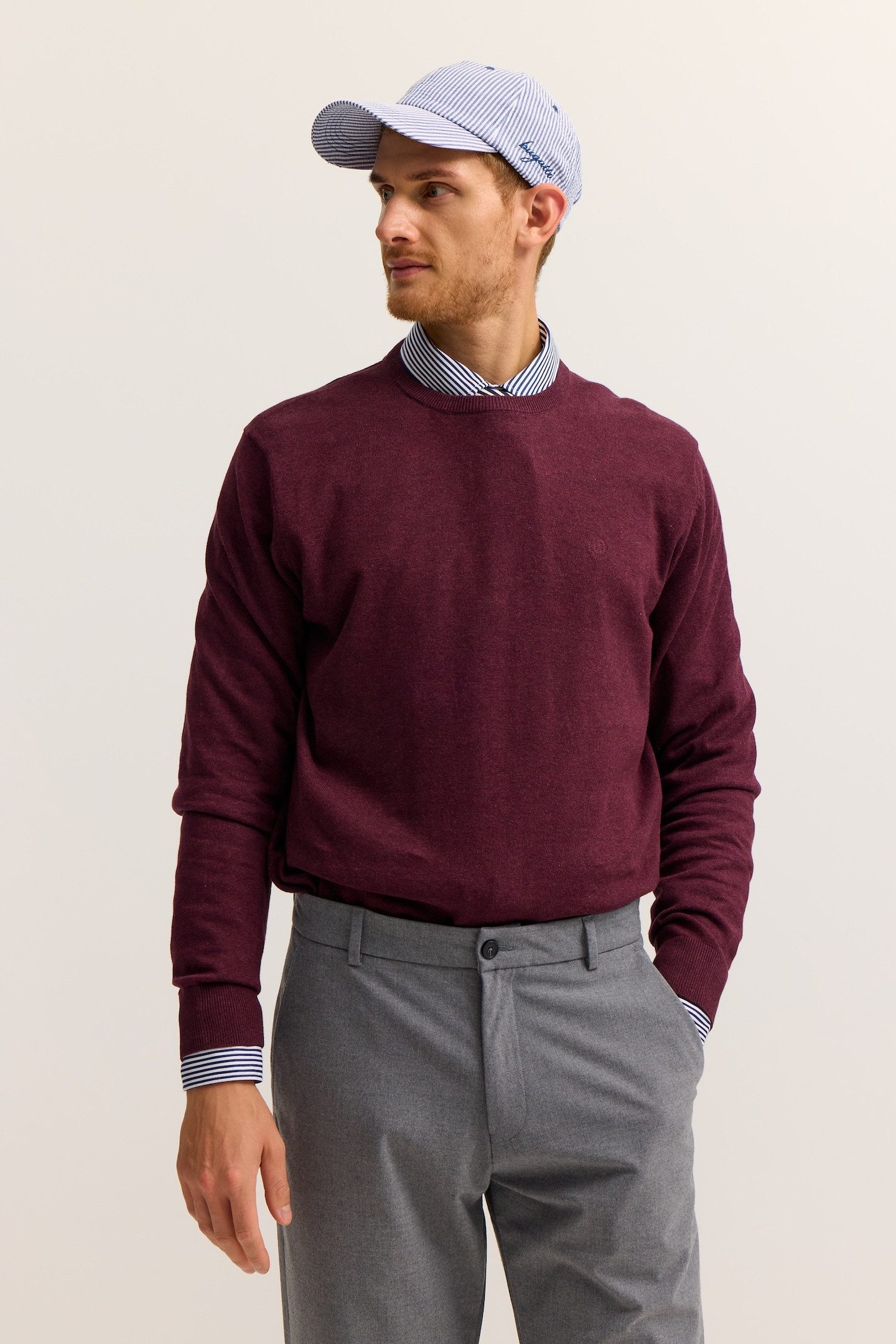 bugatti Rundhalspullover Regular Fit Basic Essential aus reiner Baumwolle günstig online kaufen