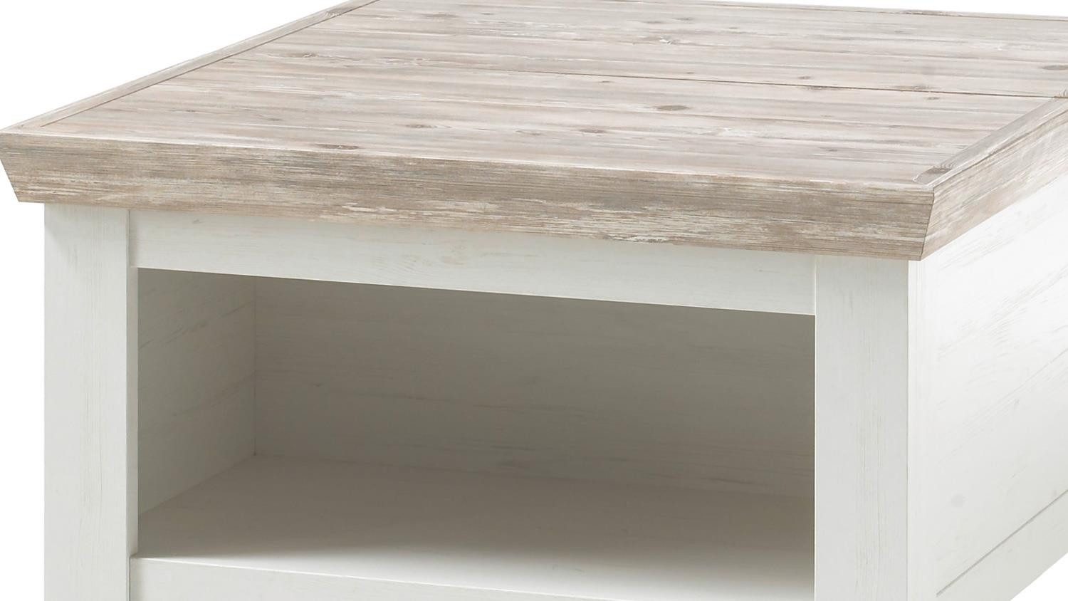 Möbel Akut Couchtisch Couchtisch Florenz Wohnzimmertisch in Oslo Pinie weiß 86x86 cm