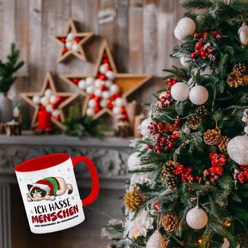 speecheese Tasse Ich hasse Menschen – ganz besonders an Weihnachten Kaffeebecher