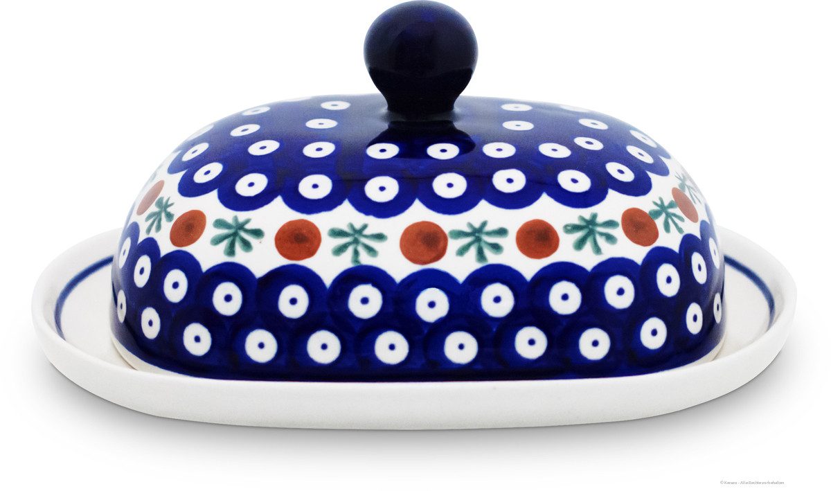 Bunzlauer Keramik Butterdose Bunzlauer Keramik Butterdose oval für 250g (1 Stück Butter) Dekor 41, Keramik
