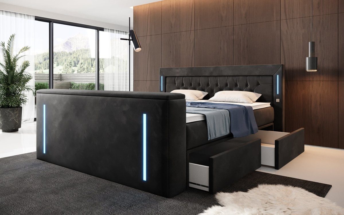 Luxusbetten24 Boxspringbett Divaneo, mit TV Lift und Stauraum (2 Schubladen günstig online kaufen