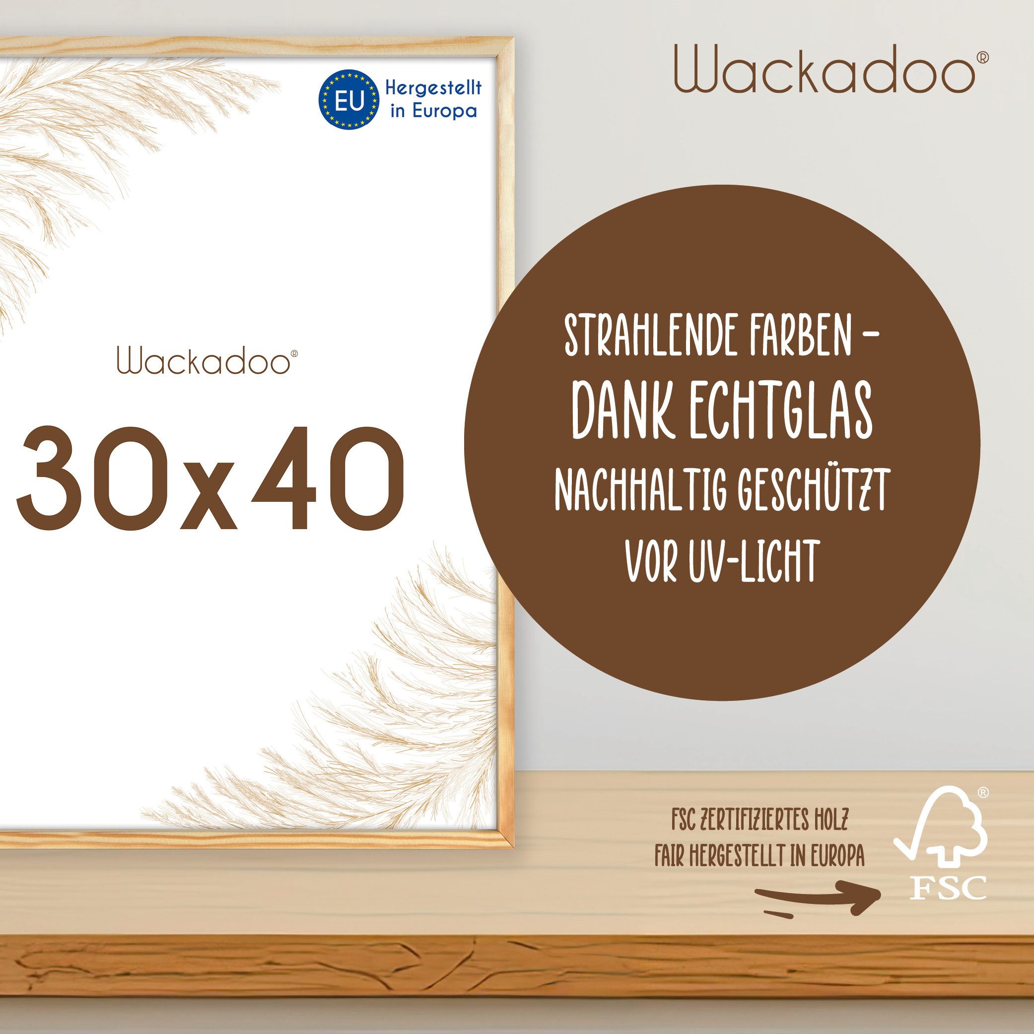 Wackadoo Living Bilderrahmen Holzbilderrahmen mit Glas für Einzelbilder div günstig online kaufen
