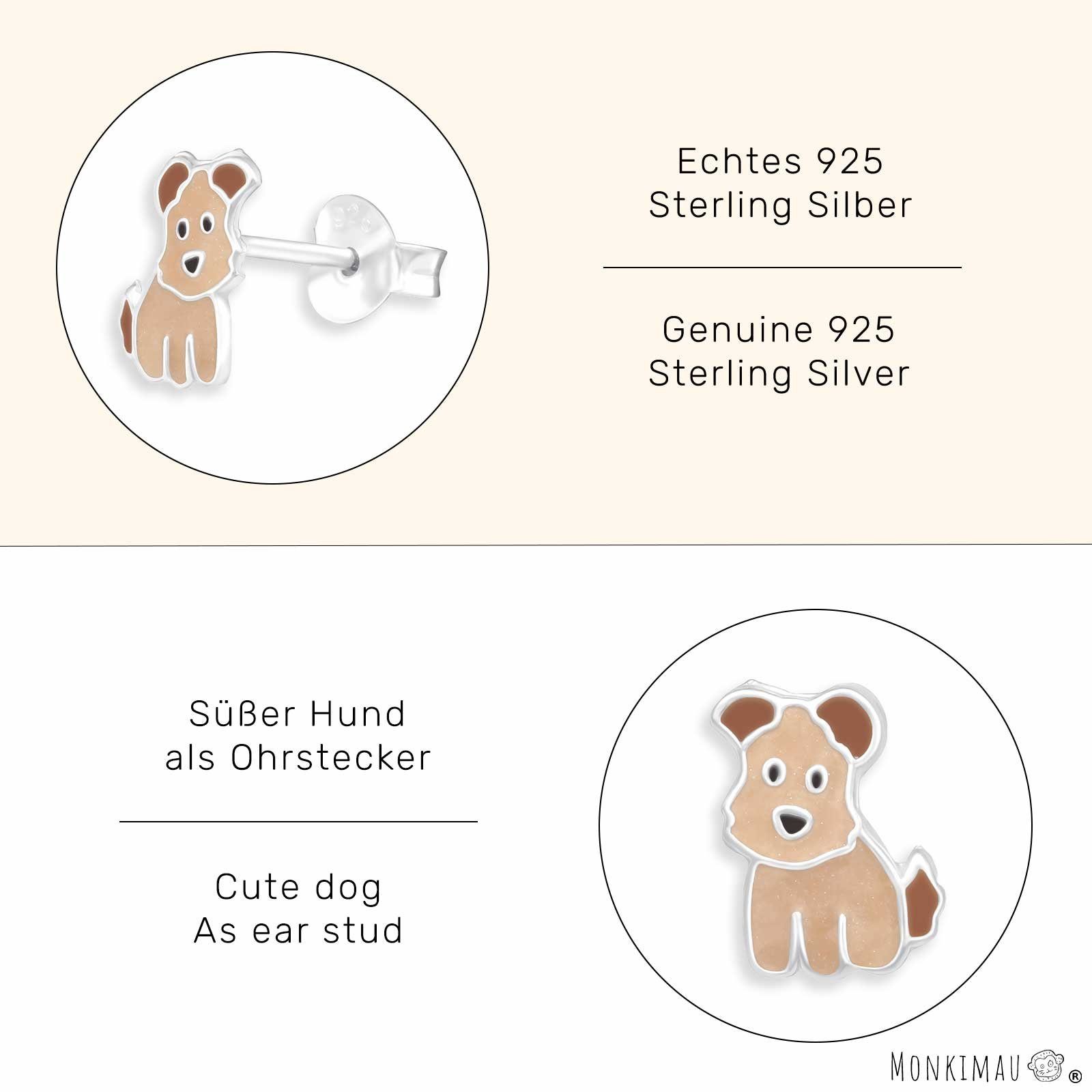 Ohrringe Ohrstecker Paar Monkimau Terrier Ohrstecker (Packung) Silber Hunde Schmuck