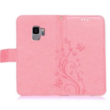 Numerva Handyhülle Bookstyle Flower für Samsung Galaxy S9, Handy Tasche Schutzhülle Klapphülle Flip Cover mit Blumenmuster