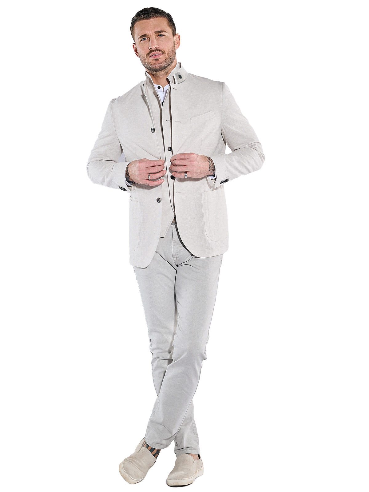 emilio adani Sakko Herren Freizeit-Sakko slim fit, Naturweiss