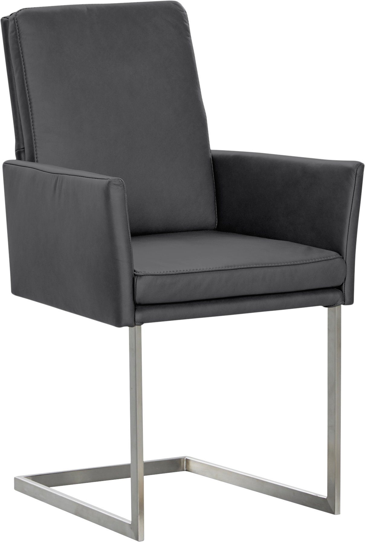 K+W Komfort & Wohnen Armlehnstuhl, stabiles Hochkantrohr, Untergestell in Edelstahloptik oder schwarz