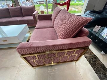 JVmoebel Sofa Sofa Couch Samt Polster Sitz 3+2+1 Sitzer Design Metall Sofas Sofort, 3 Teile