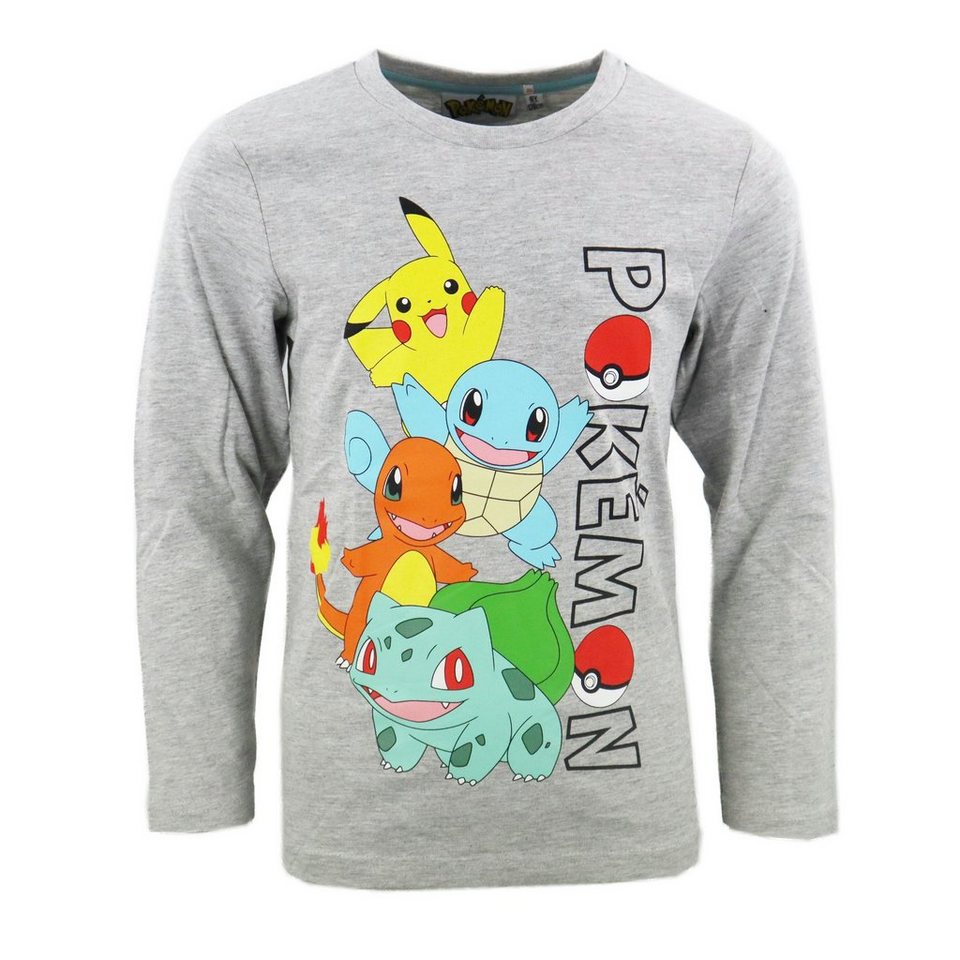 POKÉMON Langarmshirt Pokemon Pikachu Kinder langarm T-Shirt Shirt Gr. 116  bis 152