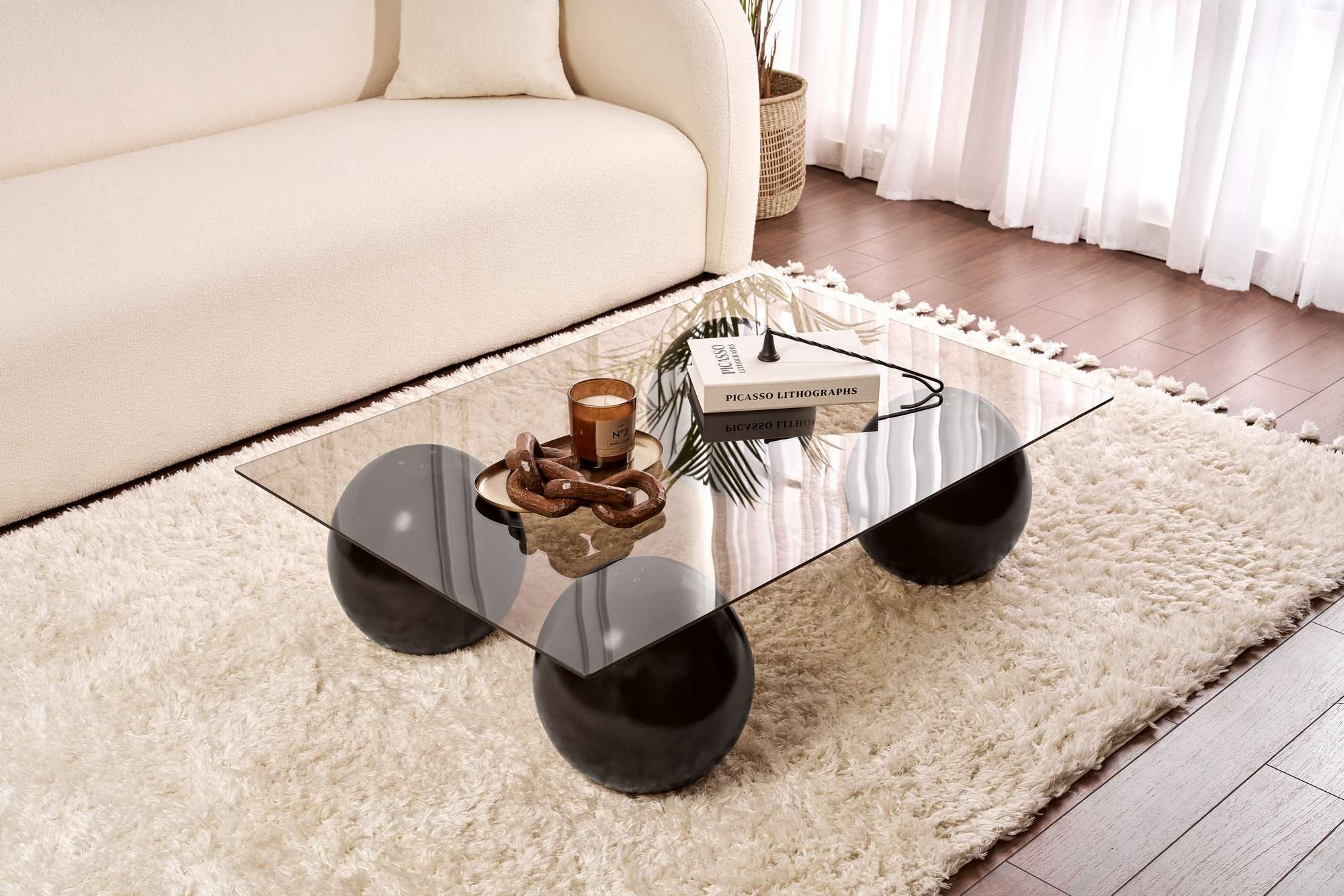Skye Decor Glastisch (Einzeltisch), Modernes Design, Stabile Konstruktion Couchtisch