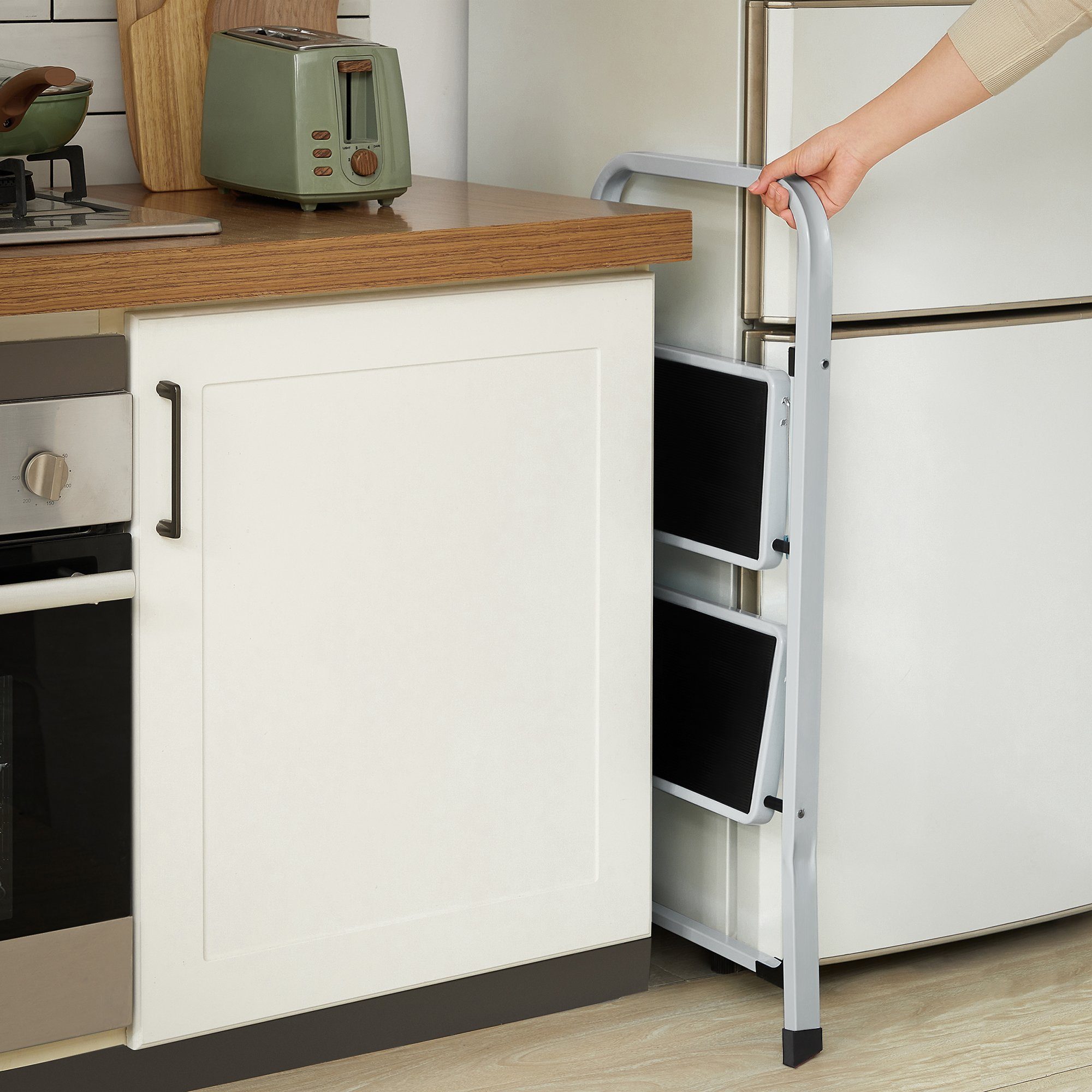 SONGMICS Trittleiter Klapptritt, Leiter mit 2 Stufen, Klapptritt, bis 150 kg belastbar