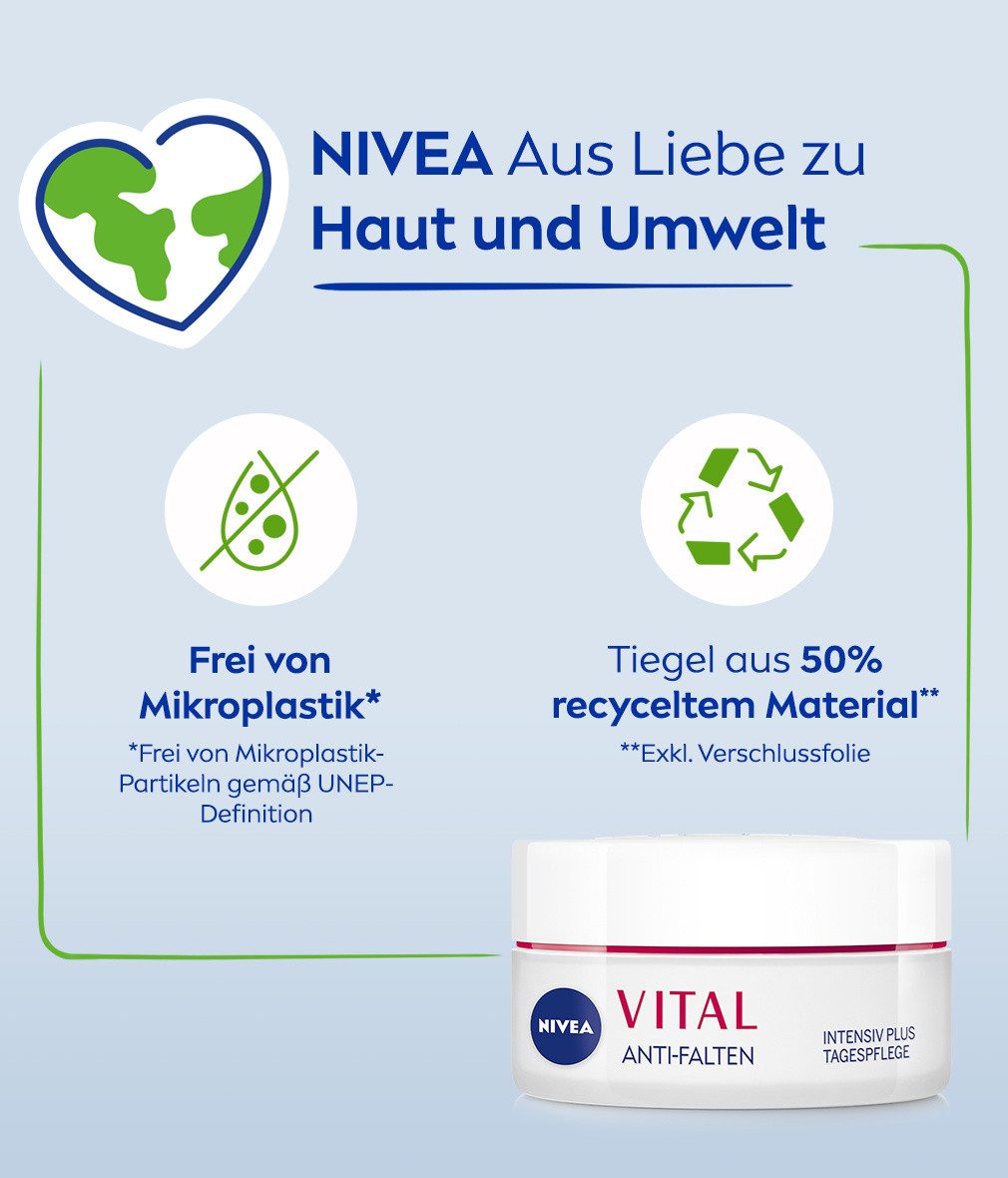 Nivea Tagescreme VITAL Anti-Falten Intensiv Plus LSF 15 Bio Arganöl 2 x 50 ml, 2-tlg., Bio Arganöl, Calcium