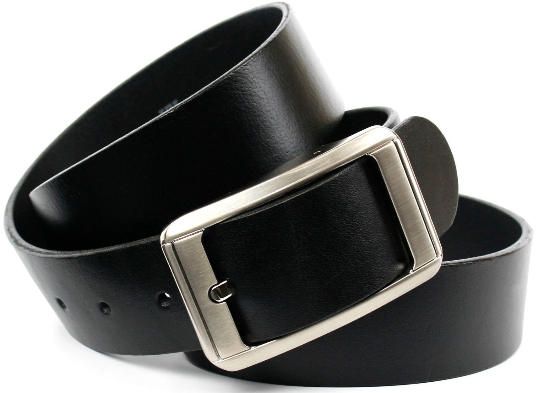 silberfarbener Anthoni Jeansgürtel schwarz mit Schließe Ledergürtel Crown