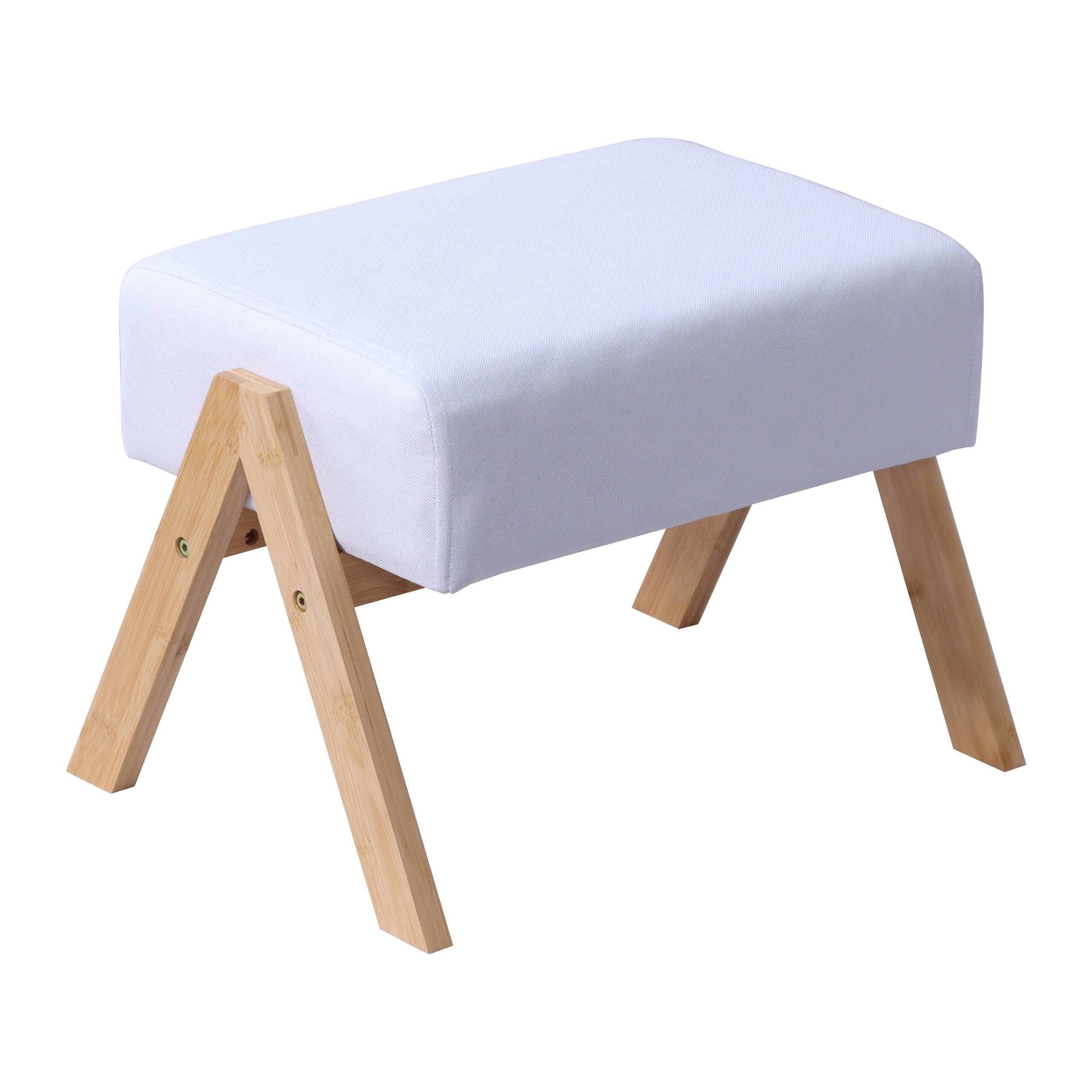relaxdays Fußhocker Bambus & Stoff (1 St), Creme