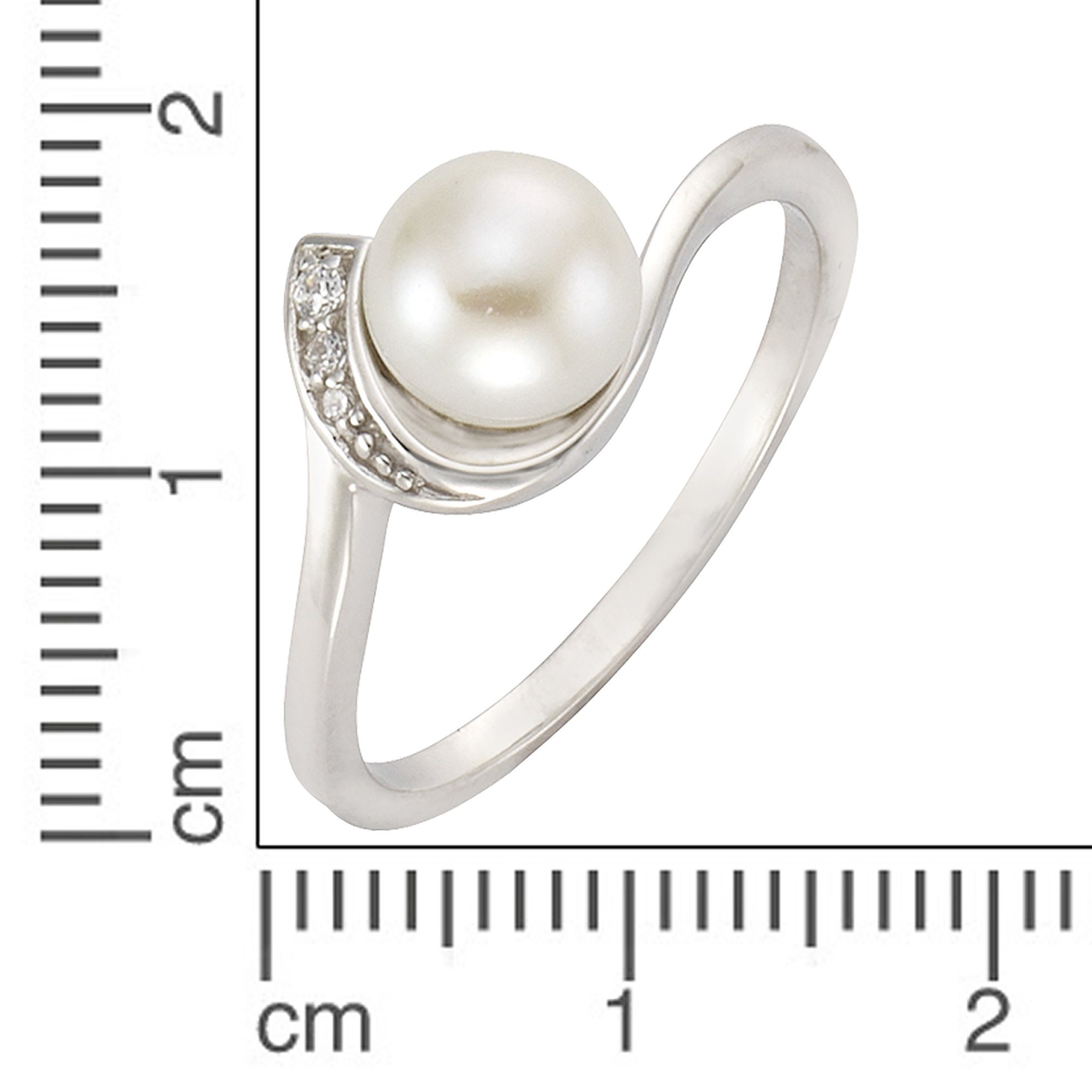 Zeeme weiß Fingerring Zirkonia Perle Sterling 925/- Silber