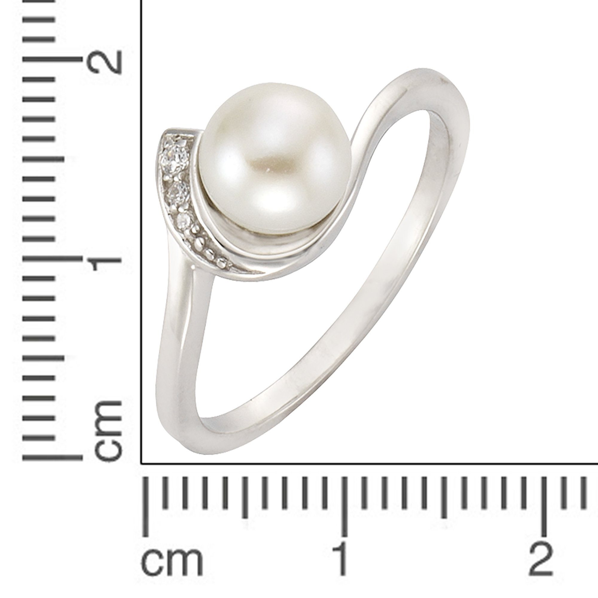 Zeeme Fingerring Silber 925 rhodiniert mit weißer Perle & Zirkonia günstig online kaufen