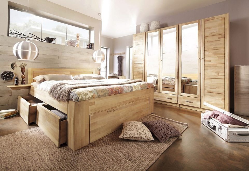 Home affaire Massivholzbett Sabrina, Stauraumbett mit hoher Stabilität, INK günstig online kaufen