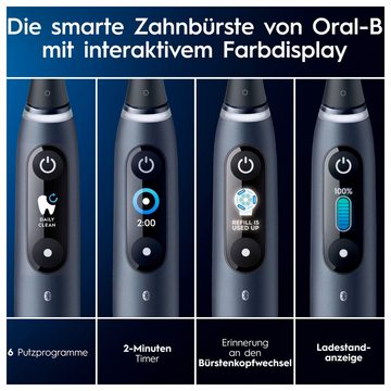 Oral-B Elektrische Zahnbürste iO 8, Aufsteckbürsten: 2 St., mit Magnet-Technologie, 6 Putzmodi, Farbdisplay & Reiseetui