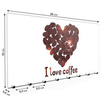 Primedeco Garderobenpaneel Magnetwand und Memoboard aus Glas Herz aus Kaffeebohnen