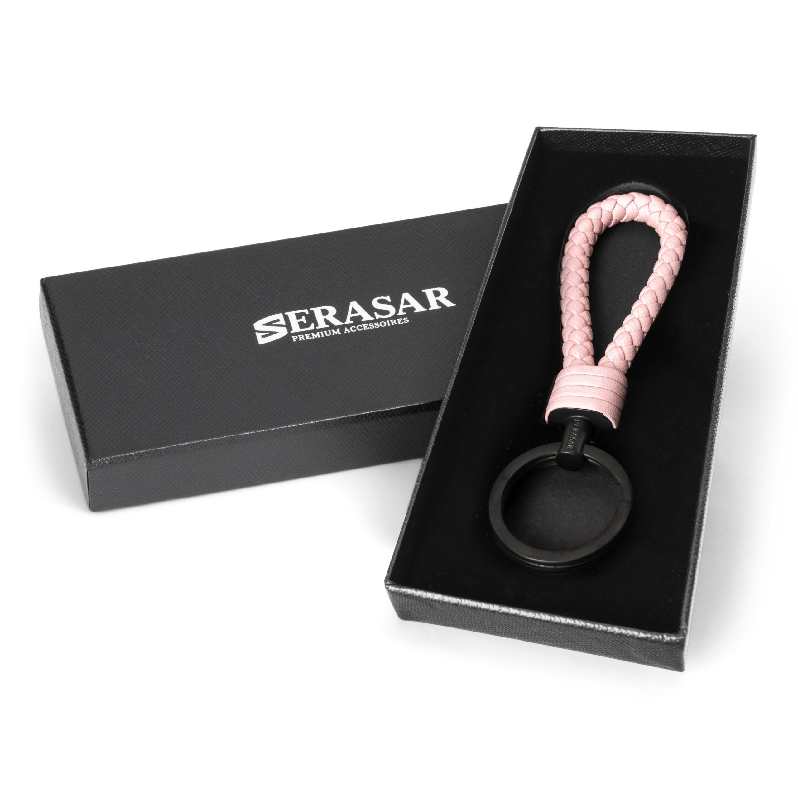 SERASAR (1-tlg), kleine für Rosa Schlüsselanhänger Leder "Strong" Schlüsselanhänger Zusatzringe Schlüssel