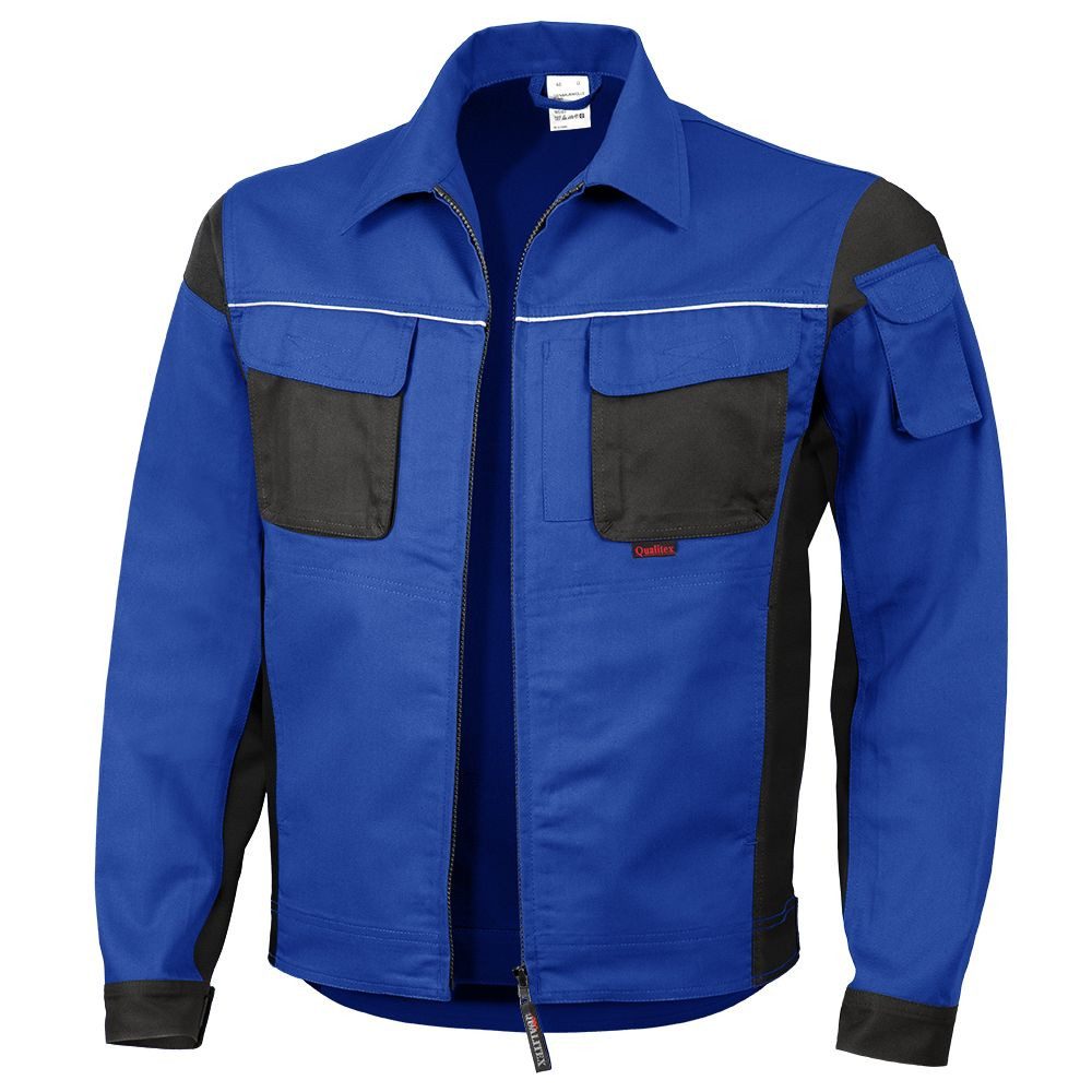 Qualitex Workwear Arbeitsjacke strapazierfähige PROfessionals Arbeitsjacke - faserverstätkt MG 245 g (1-St) Werkstattjacke mit 15 Taschen - pflegeleicht Werkstattjacke - Waschbar