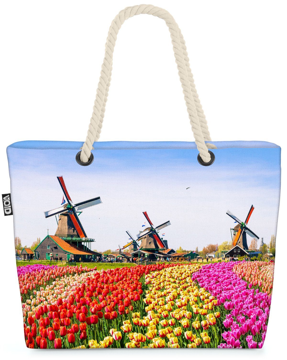 VOID Strandtasche (1-tlg), Tulpen windrad mühle windmühle niederlande Holland holland Windmühlen