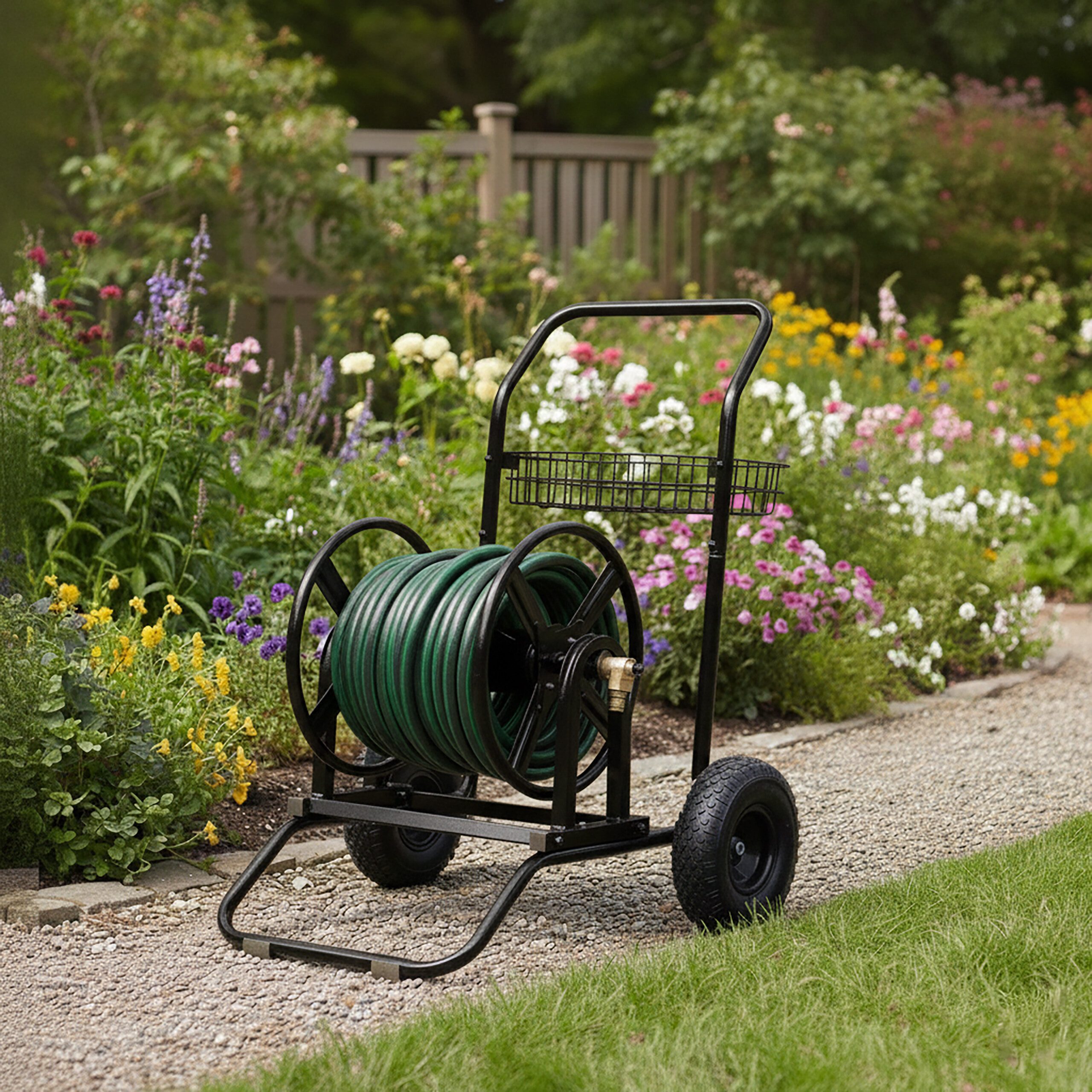 relaxdays Schlauchwagen für 60 m, schwarz