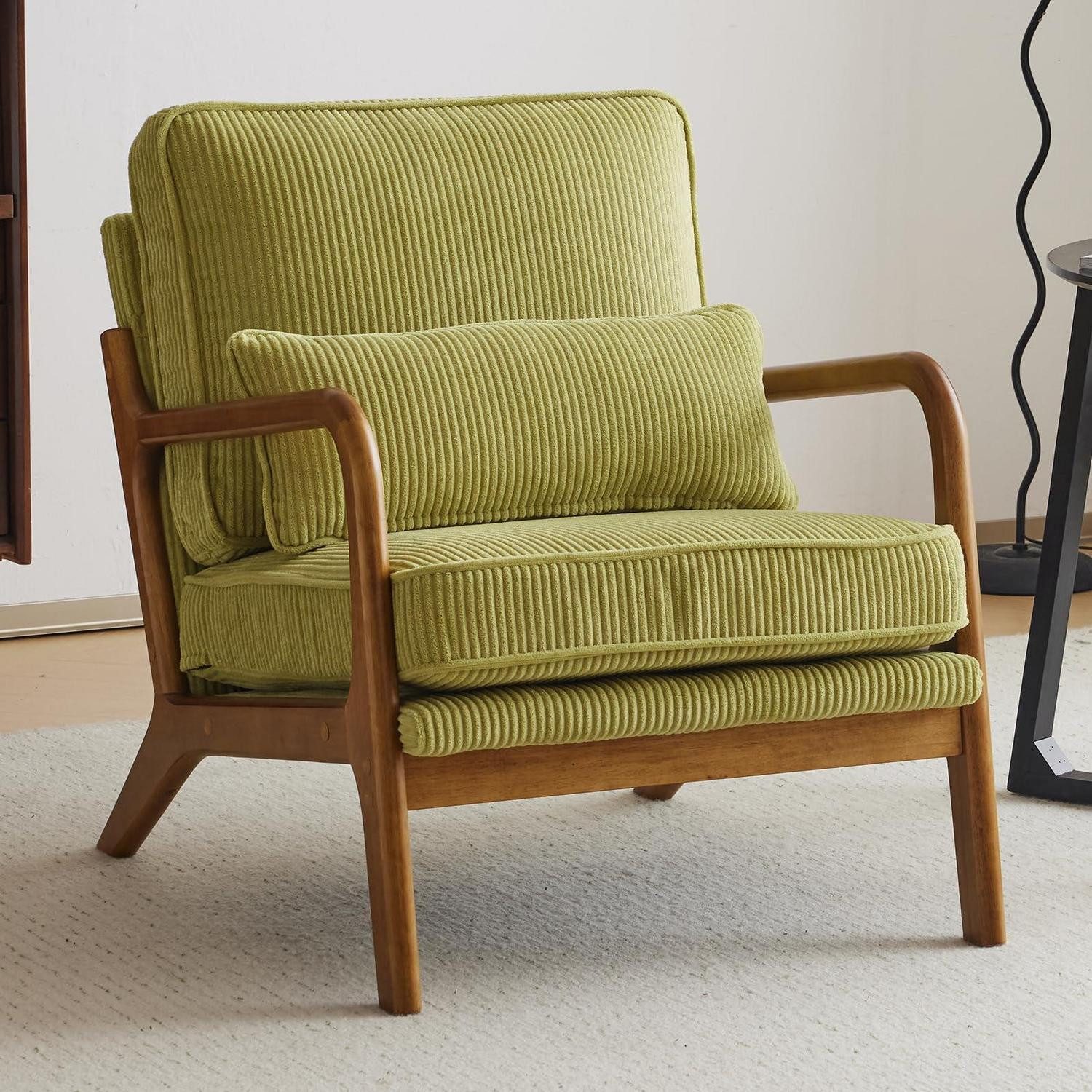 LuxusKollektion Cocktailsessel Sessel Cocktailsessel Loungesessel Ohrensessel Massivholz Grün