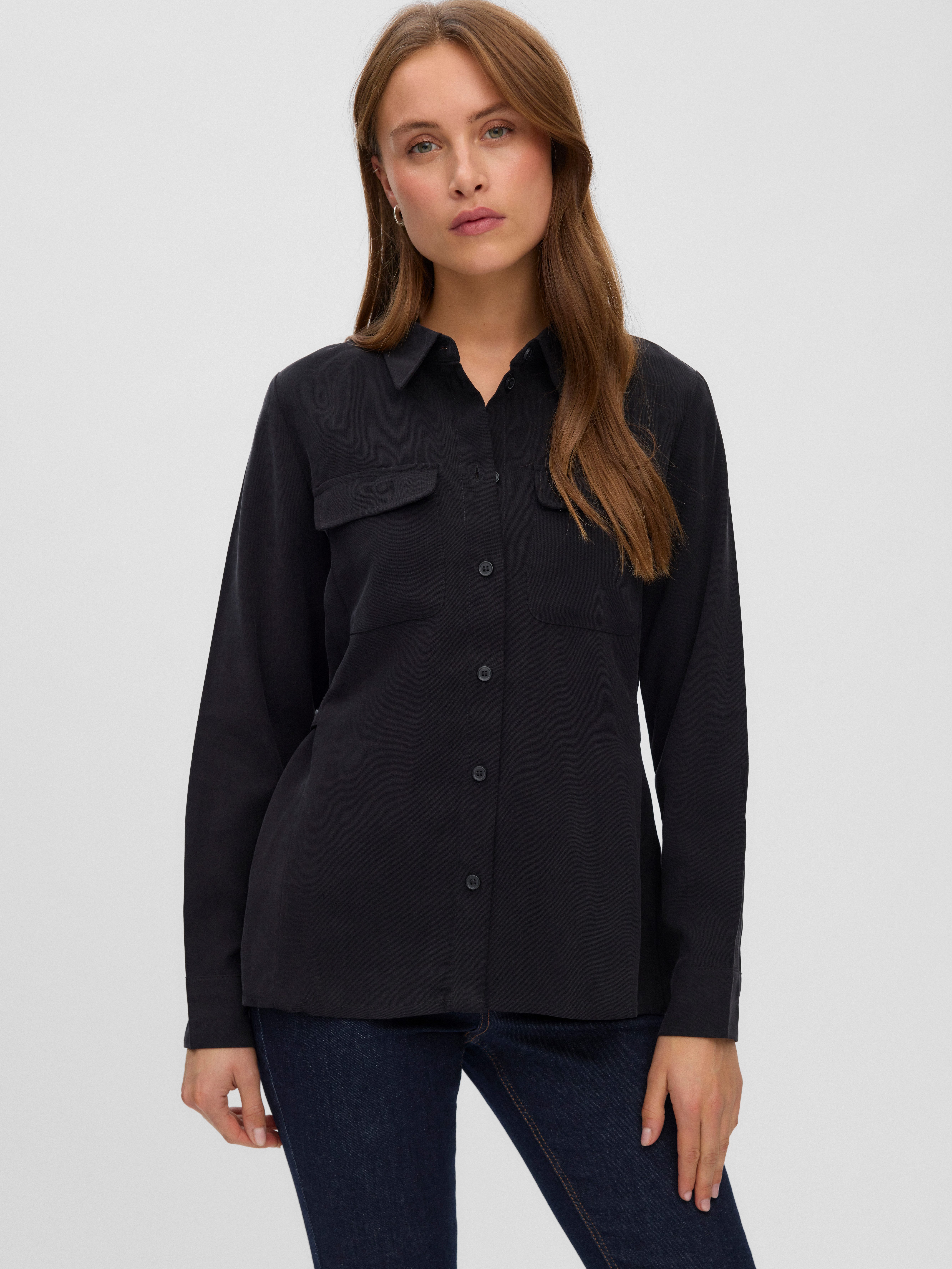 Vero Moda Langarmbluse VMELLIOT LS SHIRT WVN NOOS Viskosemischung, regular fit