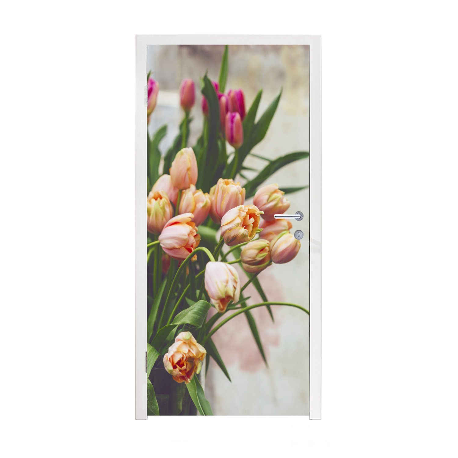 MuchoWow Türtapete Wälder mit Tulpen, Matt, bedruckt, (1 St), Fototapete für Tür, Türaufkleber, 75x205 cm