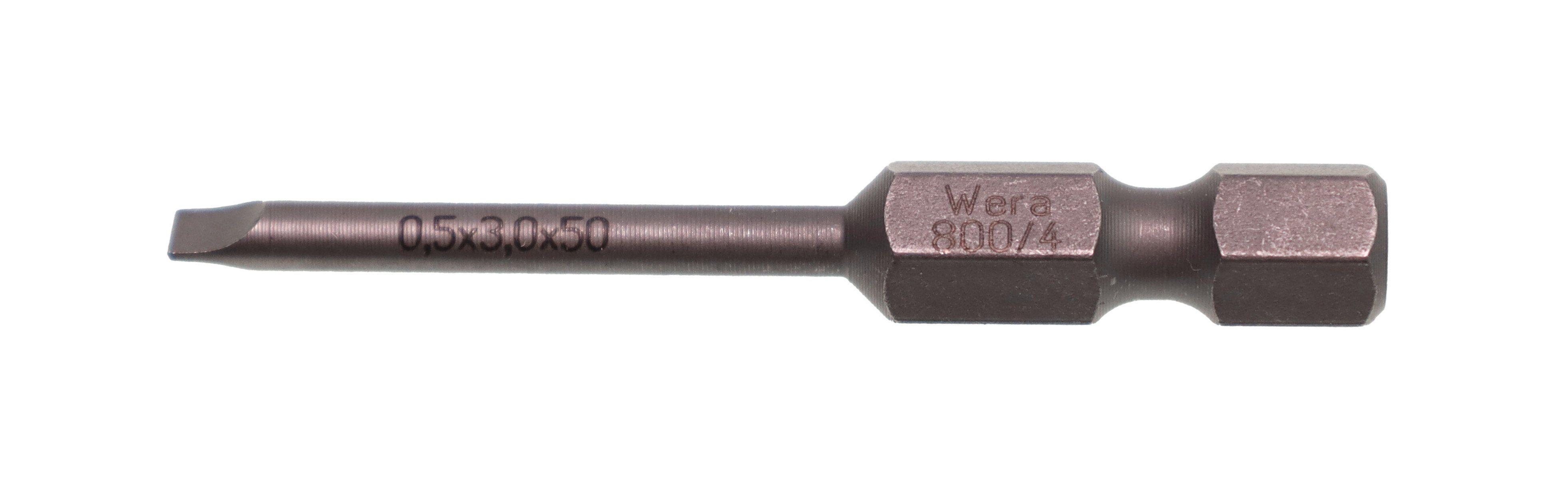 Bit-Set 0,5x3,0x50mm Sechskant-Antrieb 1/4" 05059305001 Wera Schlitz-Bit Bohrer- und Wera