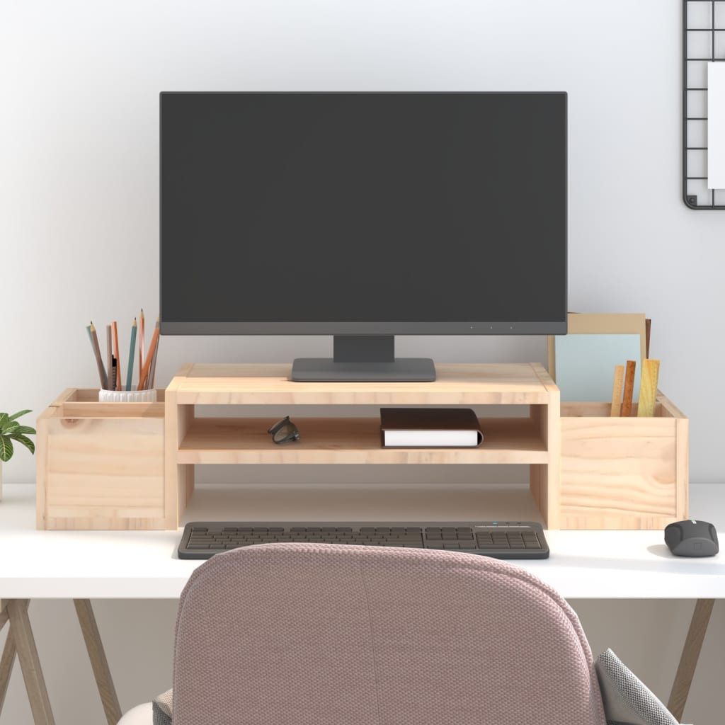 vidaXL Monitor-Halterung 70 x 275 x 15 cm Monitorständer 70x27,5x15 cm Massivholz Kiefer Erhöhu, (1-tlg)