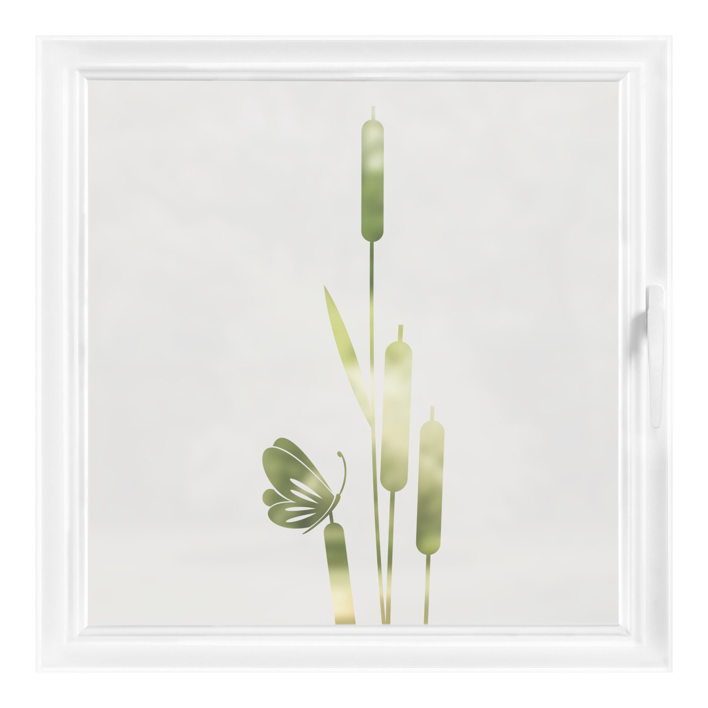 Bilderdepot24 Fensterfolie statisch haftend Motiv Fensterdeko Schilf II Blume, blickdicht, Innen Fenster Tür Balkontür Küche Badezimmer Wohnzimmer Schlafzimmer