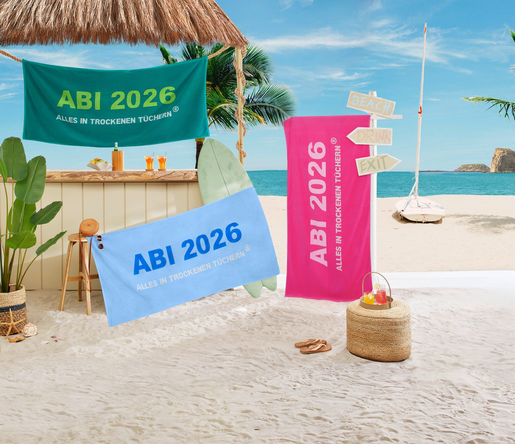 Egeria Strandtuch ABI 2026, Frottier (1-St), 75x180 cm, "ABI 2025-Alles in trockenen Tüchern"