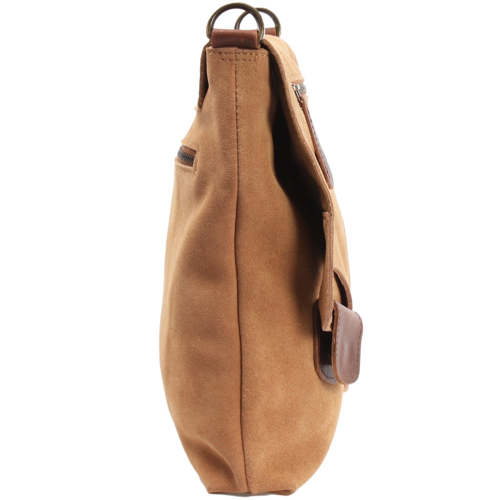 LECONI Umhängetasche Handtasche Ledertasche Damen Schultertasche Echt Wild-Leder LE3027, Überschlag & Reißverschluss – viele Fächer & Farben – 29 × 29 × 6 cm – Bild 3 von 5
