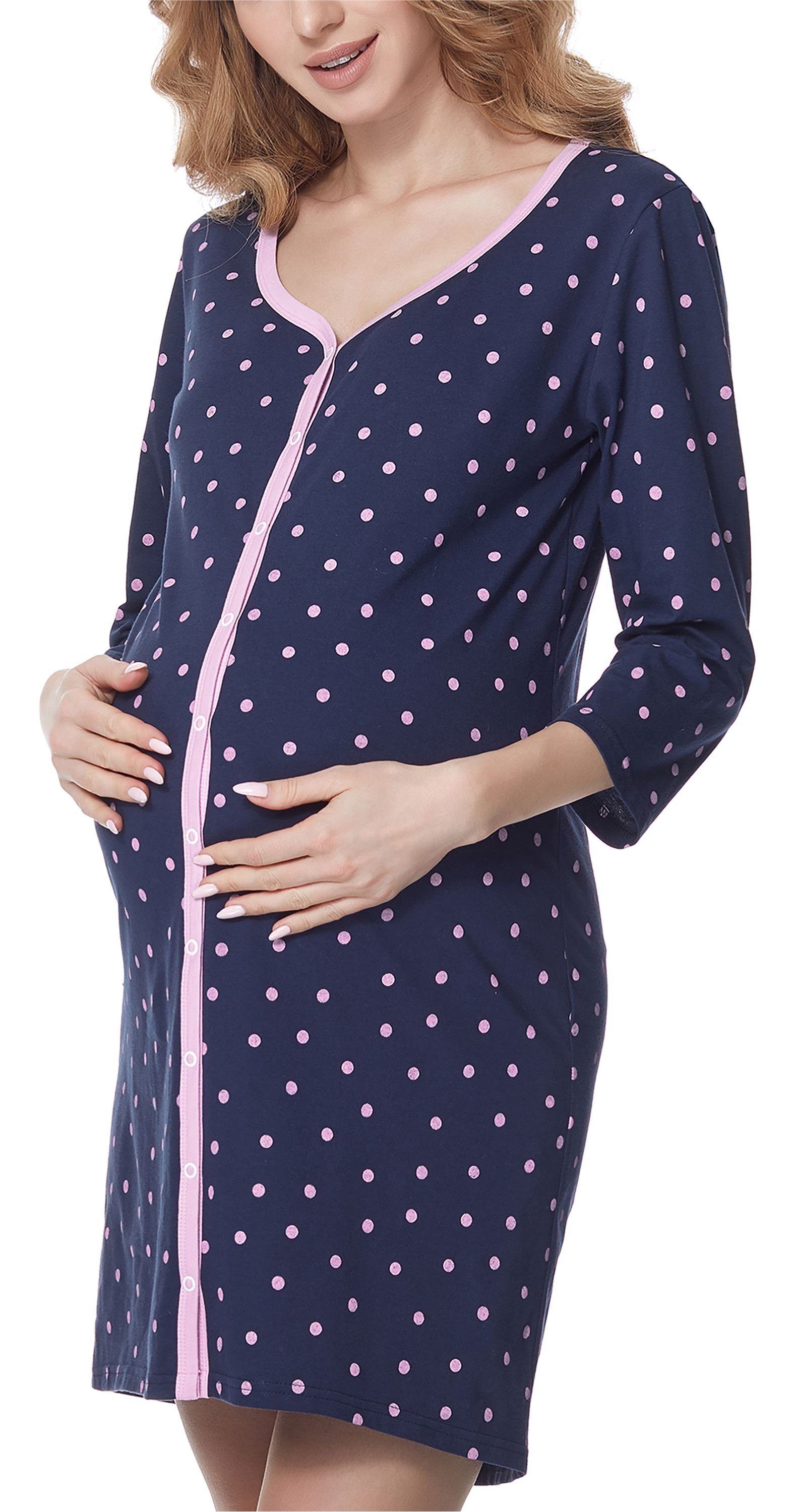 Be Mammy Umstandsnachthemd Damen Umstands Nachthemd 3/4 Arm mit Stillfunkti günstig online kaufen